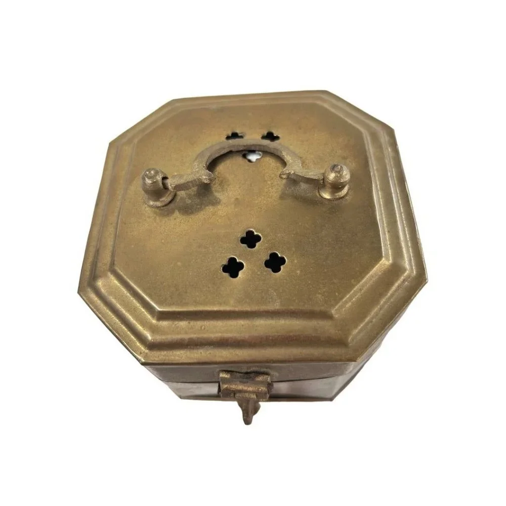 Hosley Solid Brass Cricket Box Hinged Trinket Box Metal Handle